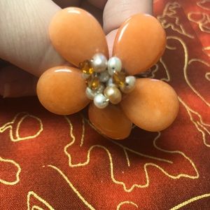Adjustable funky chunky flower ring